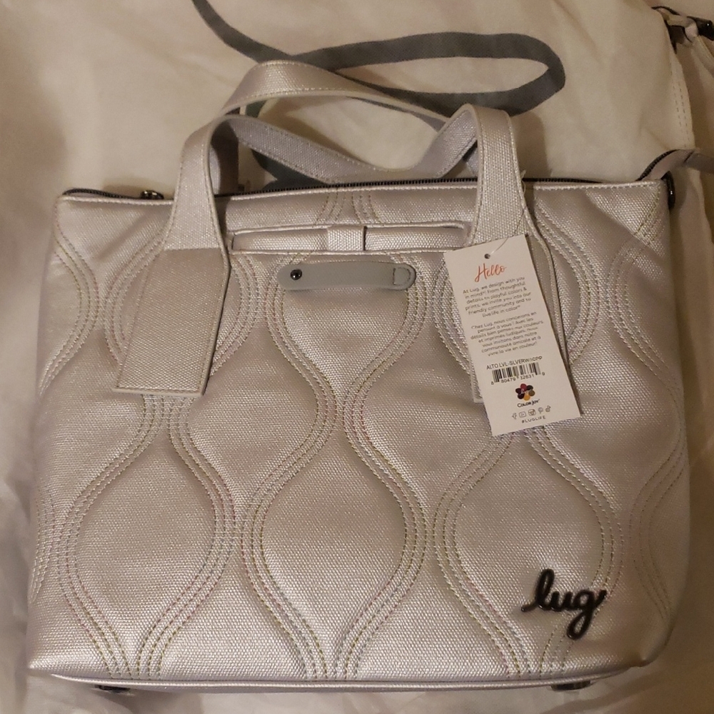 NWT Lug Silver Ice Pop Stitch matte luxe Tote Bag